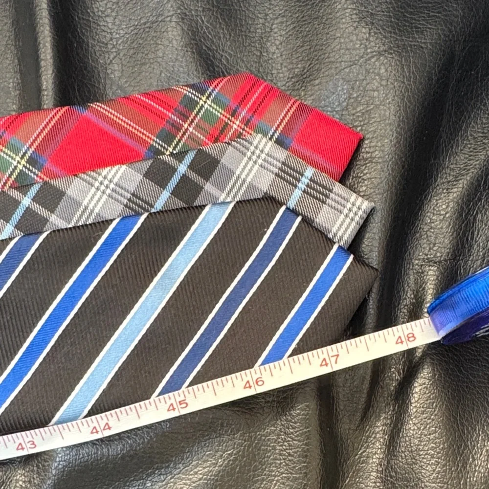 Chaps Boys 3-Pack Ties in Blue Stripe, Gray Plaid & Red Tartan